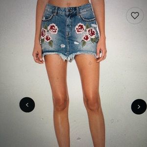 Cute Free People Denim Mini Skirt